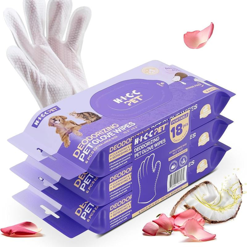 【Holidayhaul 】HICC PET Glove Wipes,Freshening Grooming Dog&Cat Disposable 20Pcs Pet Hair Removal Tool Satisfied Skin Care Outdoor No-Clean Hypoallergenic Facial Disposable No-Rinse Grooming Formulated for Petwipes Deodorizing Sticky Hair#Petlife