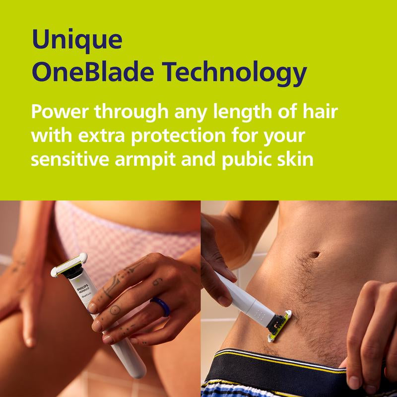 Philips Norelco Oneblade Intimate Pubic Groomer Smooth Steel Stainless Comfort