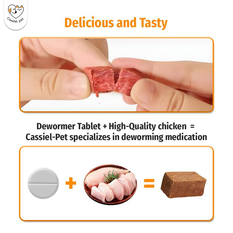 Cassiel Pet Natural Dog Parasite Support Chews Herbal Deworming Treats Chicken Flavor for Digestive Skin Health Immune Support Easy Feed