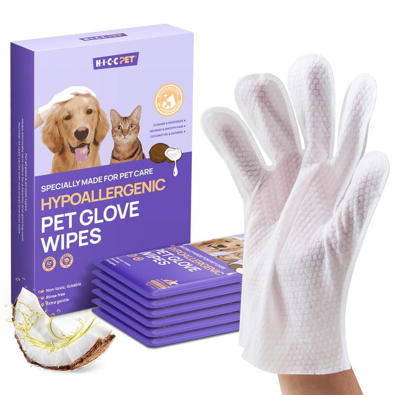 【Holidayhaul 】HICC PET Glove Wipes，Freshening Grooming Dog&Cat Disposable 20Pcs Pet Hair Removal Tool Satisfied Skin Care Outdoor No-Clean Hypoallergenic Facial Disposable No-Rinse Grooming Formulated for Petwipes Deodorizing Sticky Hair#Petlife