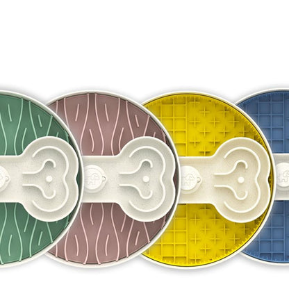 Puzzle Feeder Dog Slow Feeder Bowl - 15 Times Slower, 3 Parts, Silicon Mat, Dishwasher Safe, Spinning Bone Plate, Pet Toy, Multicoloured Slow Feeder