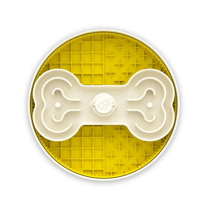 Puzzle Feeder Dog Slow Feeder Bowl - 15 Times Slower, 3 Parts, Silicon Mat, Dishwasher Safe, Spinning Bone Plate, Pet Toy, Multicoloured Slow Feeder