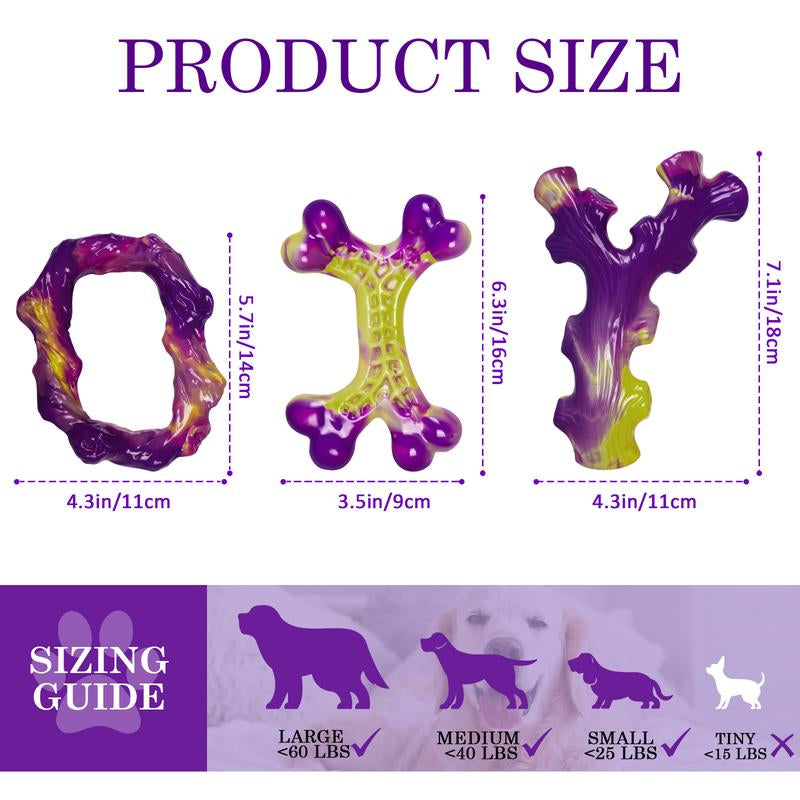 Apasiri 3 Pack Tough Dog Toys for Aggressive Chewers , Indestructible Dog Toy for Large Dogs, Bacon Flavored, Keeps Dogs Busy