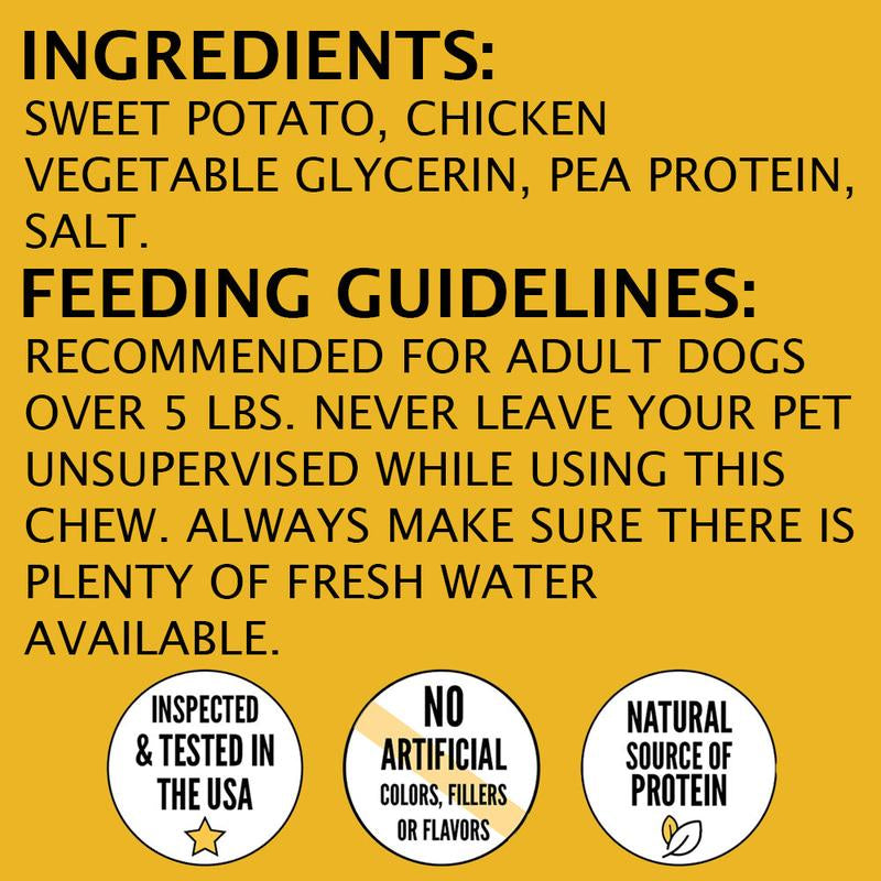 Hubert Gourmet Sweet Potato Wraps Dog Treats All-Natural Puppy Snacks - Chicken & Duck Flavor Dog Chips