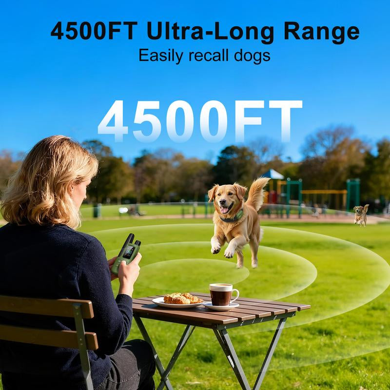 JUGBOW Dog Training Collar 4500FT Dog Training Behavior Aid, Remote IPX8 Waterproof with 4 Training Modes, Outdoor Rechargeable E-Collar DT61