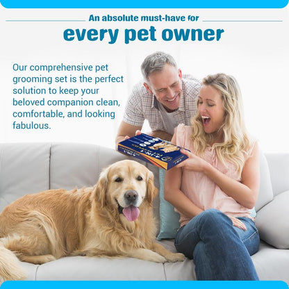 FIDEH’S 4-In-1 Pet Supplies-Reusable Cat and Dog Hair Remover Brush +Pet Grooming Double Sided Shedding Brush+Pet Nails Clippers & Trimmers+Razor Sharp Blade+Nylon Pet Collar for Medium Dogs (4Pcs Pink)