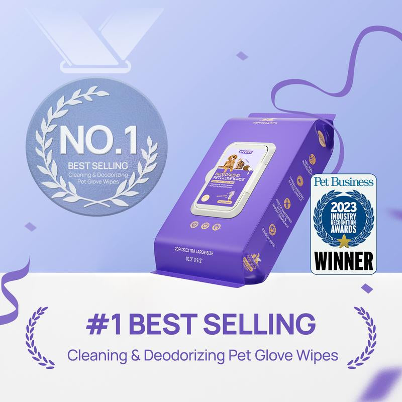 【Holidayhaul 】HICC PET Glove Wipes，Freshening Grooming Dog&Cat Disposable 20Pcs Pet Hair Removal Tool Satisfied Skin Care Outdoor No-Clean Hypoallergenic Facial Disposable No-Rinse Grooming Formulated for Petwipes Deodorizing Sticky Hair#Petlife