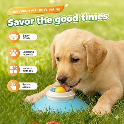 Mess-Free Dog Liquid Slow Feeder with Oral Care Texture, Keeps Face Clean Rolling Ball Bowl for Yogurt & Broth, Tongue Cleaning