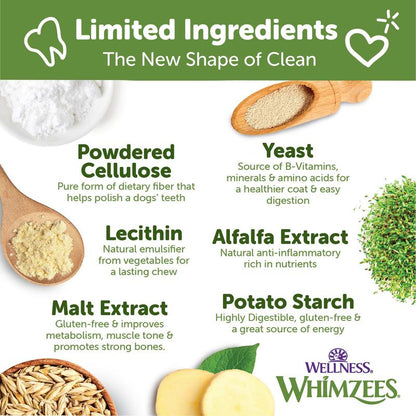 WHIMZEES Wellness Brushzees Dog Dental Treats, Dental Chews, Medium Size Stick, (12 Count)