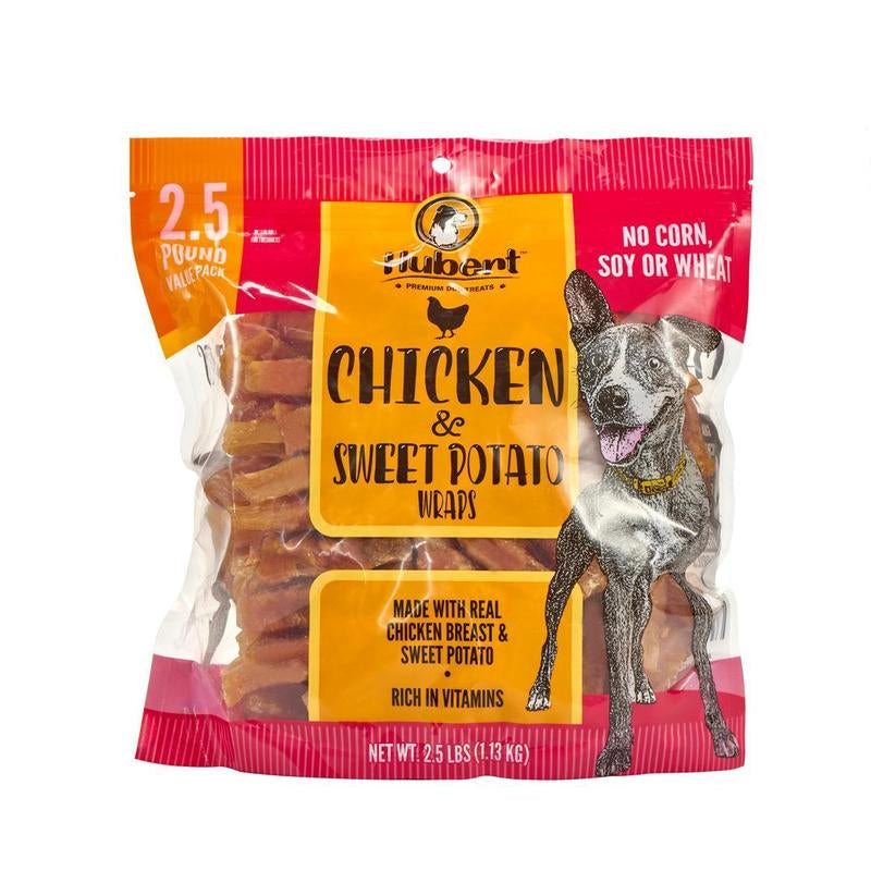 Hubert Gourmet Sweet Potato Wraps Dog Treats All-Natural Puppy Snacks - Chicken & Duck Flavor Dog Chips