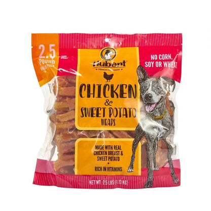 Hubert Gourmet Sweet Potato Wraps Dog Treats All-Natural Puppy Snacks - Chicken & Duck Flavor Dog Chips