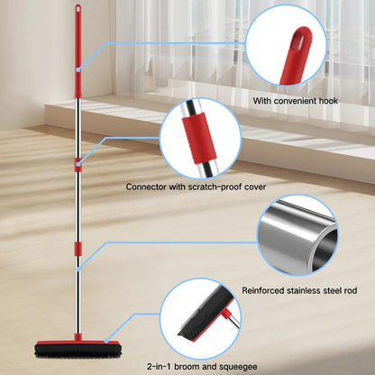 Pet Hair Remover Broom with Squeegee for Carpet & Tile Floors 2-In-1 Efficient Hair Removal Tool for Indoor & Outdoor Use Household Essential Multifunctional Hair Removal Brush - Shedding Grooming Kit