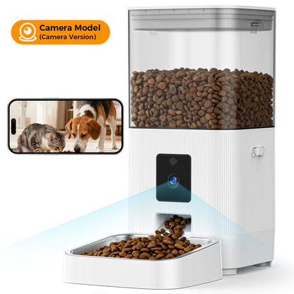 COWSAR Automatic Pet Feeder with Full HD 2MP Camera 6L Food Dispenser - 5G Wifi Smart APP Control, SD Card Slot, 10S Voice Recorder, Anti-Clog & Dual Power Supply, Detachable Easy-Clean Tank/Bowl, Timed Portion Control for Cats, Dogs, Kittens, Puppies