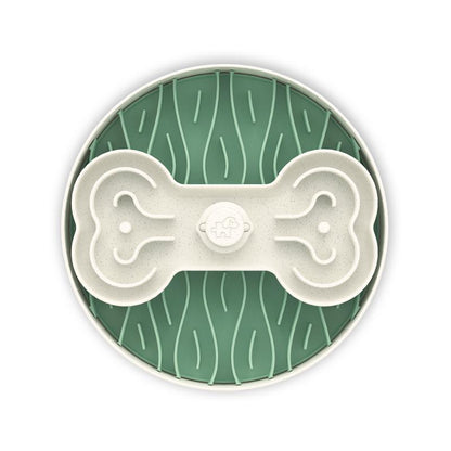 Puzzle Feeder Dog Slow Feeder Bowl - 15 Times Slower, 3 Parts, Silicon Mat, Dishwasher Safe, Spinning Bone Plate, Pet Toy, Multicoloured Slow Feeder