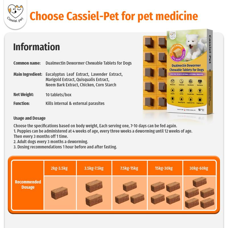 Cassiel Pet Natural Dog Parasite Support Chews Herbal Deworming Treats Chicken Flavor for Digestive Skin Health Immune Support Easy Feed