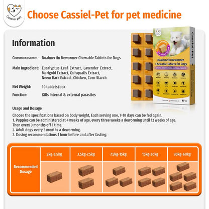 Cassiel Pet Natural Dog Parasite Support Chews Herbal Deworming Treats Chicken Flavor for Digestive Skin Health Immune Support Easy Feed