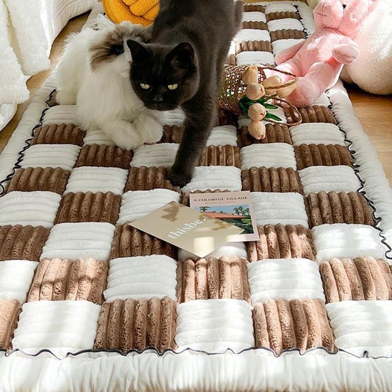 Plaid Pattern Pet Mat, Non-Slip & Soft & Comfortable Pet Sofa Mat, Pet Supplies for Indoor Use